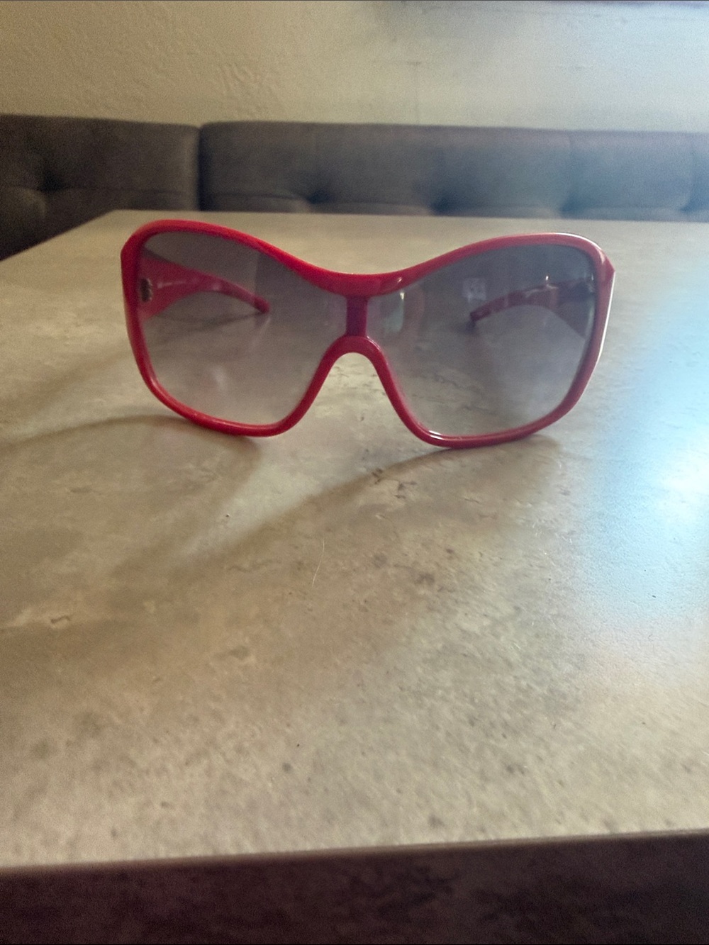 D&G Red Oversized Women's Sunglasses with Gray Gradient Lenses